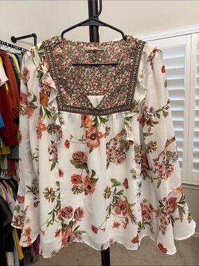 My Danielle Boho Floral Square-Neck Blouse